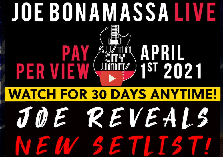 Joe Bonamassa - Livestream Set List Image